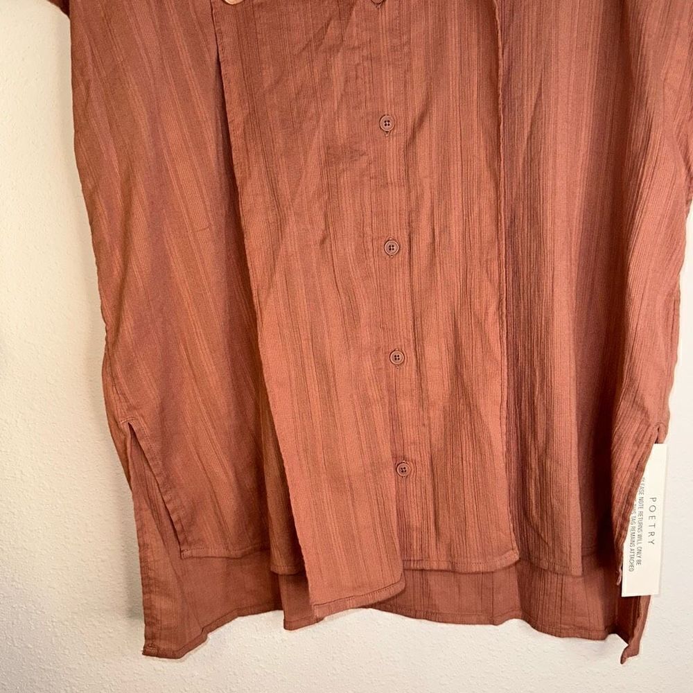 Poetry Women 14 Blush Pink Ruffle Trim Button Down Feminine Lagenlook Blouse NWT - Picture 6 of 8